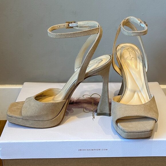 Jessica Simpson Jixte Sculptural Ankle-Wrap Platform Heels (Light Maple) - Picture 11 of 16